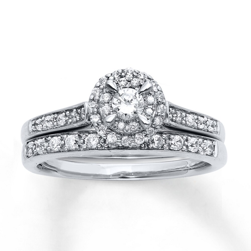 Diamond Bridal Set 1/2 ct tw Round-Cut 14K White Gold hvRVzzFh [hvRVzzFh]