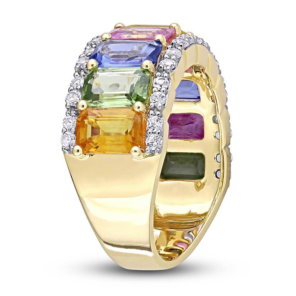 Natural Multi-Color Sapphire Ring 14K Yellow Gold hzTH5OkZ