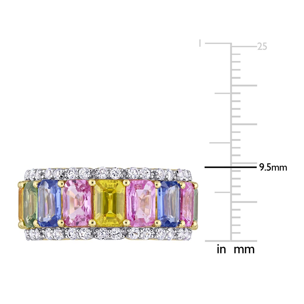 Natural Multi-Color Sapphire Ring 14K Yellow Gold hzTH5OkZ