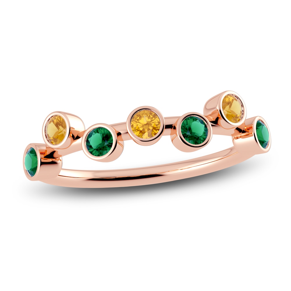 Juliette Maison Natural Emerald & Natural Orange Citrine Ring 10K Rose Gold hzvK5UDY [hzvK5UDY]