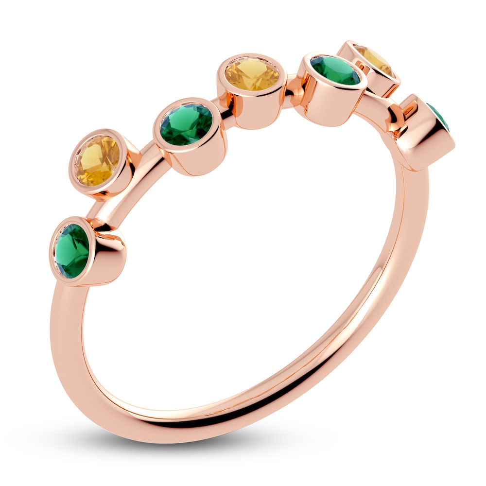 Juliette Maison Natural Emerald & Natural Orange Citrine Ring 10K Rose Gold hzvK5UDY