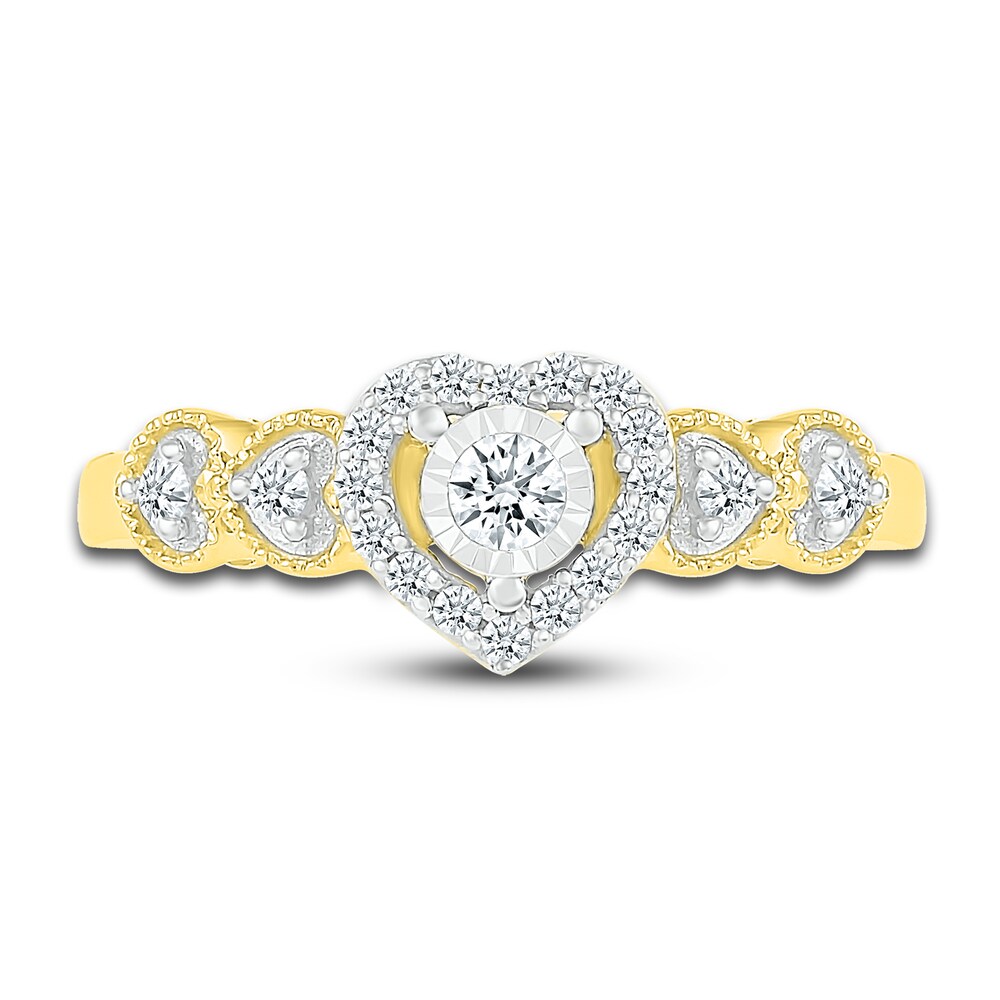 Diamond Heart Promise Ring 1/5 ct tw Round 10K Yellow Gold i1HGmeXe