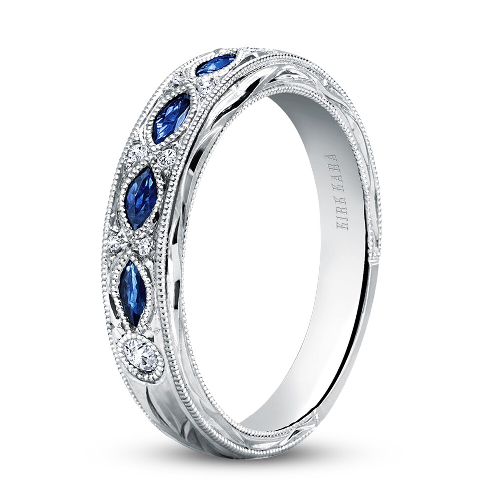 Kirk Kara Natural Blue Sapphire Anniversary Band Diamond Accents 18K White Gold i4WawfRY