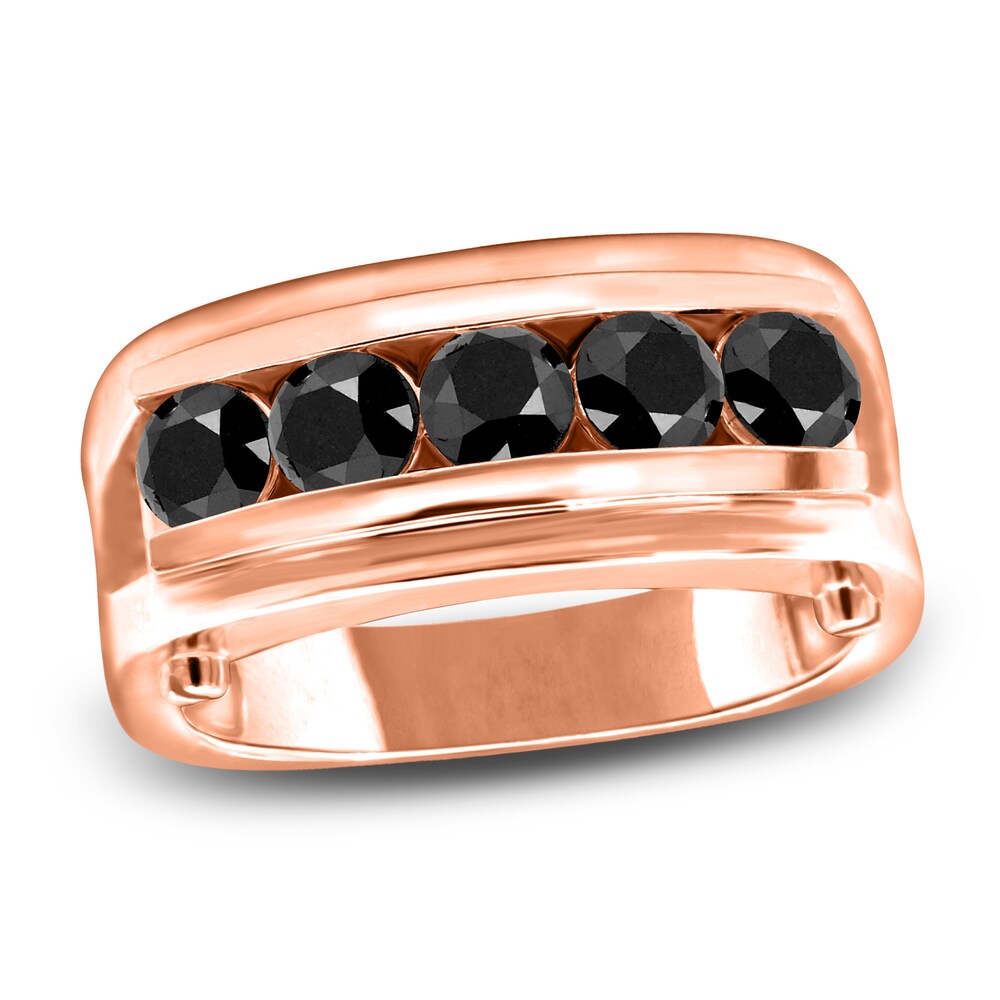 Men\'s Black Diamond Anniversary Ring 1-1/4 ct tw Round 14K Rose Gold i65izngj [i65izngj]