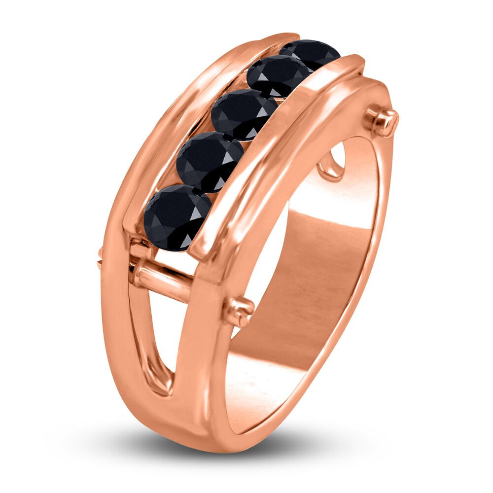 Men\'s Black Diamond Anniversary Ring 1-1/4 ct tw Round 14K Rose Gold i65izngj