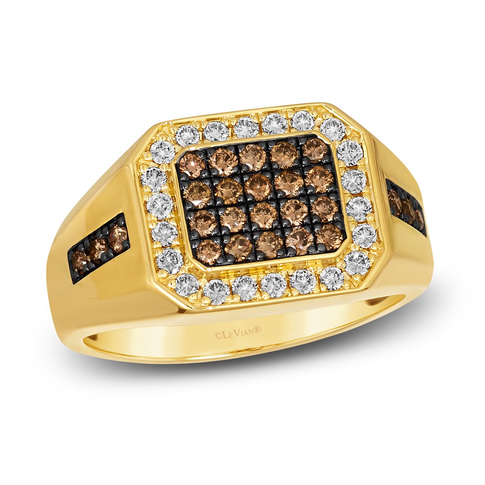 Le Vian Men's Chocolate Diamond Ring 1 ct tw Round 14K Honey Gold iEiClVyN