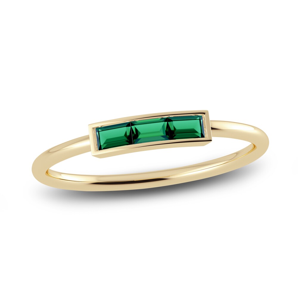 Juliette Maison Natural Emerald Baguette Bar Ring 10K Yellow Gold iKRP5UeG [iKRP5UeG]