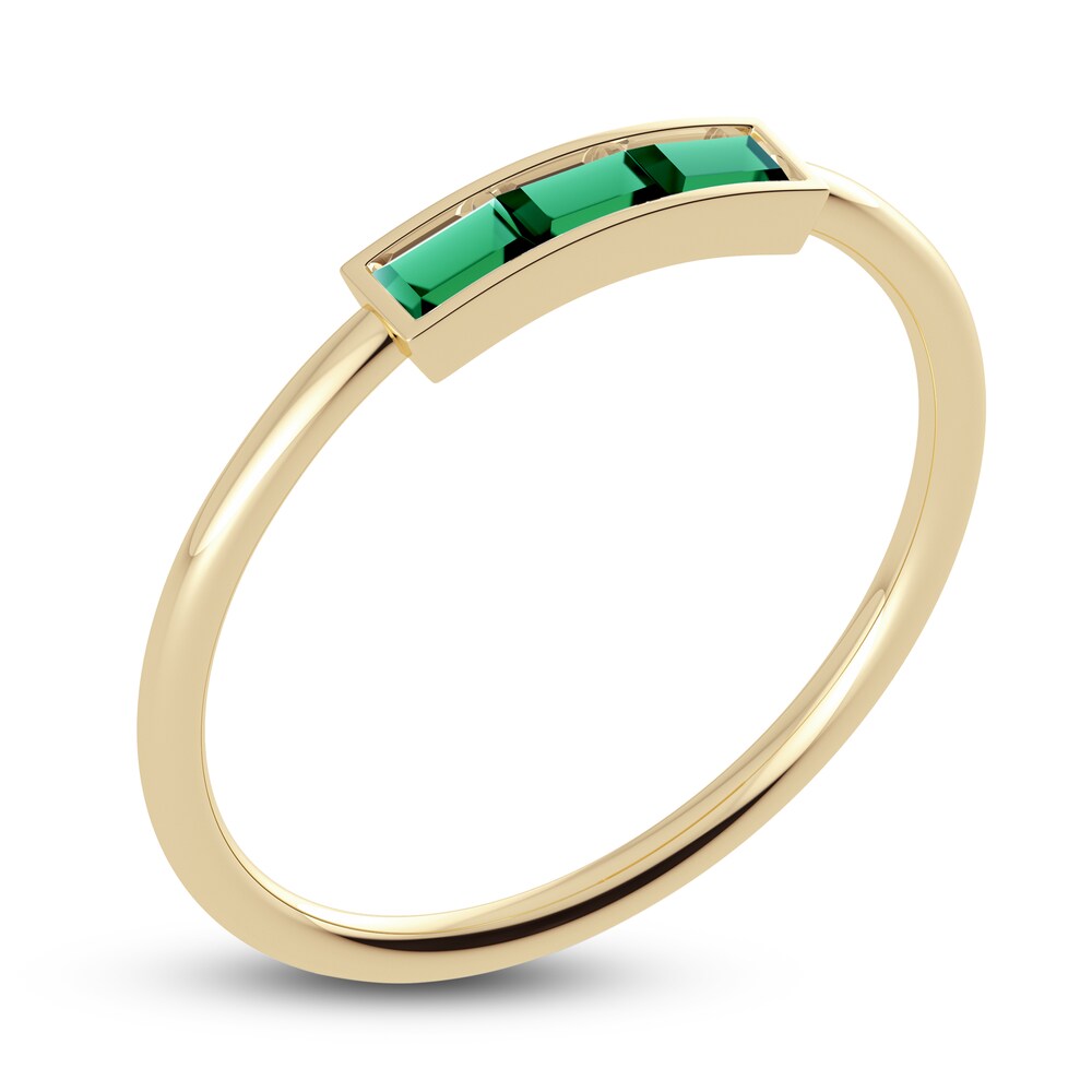 Juliette Maison Natural Emerald Baguette Bar Ring 10K Yellow Gold iKRP5UeG