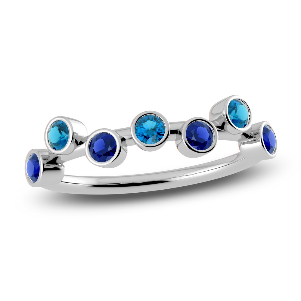 Juliette Maison Natural Blue Sapphire & Natural Blue Zircon Ring 10K White Gold iRaZIDad