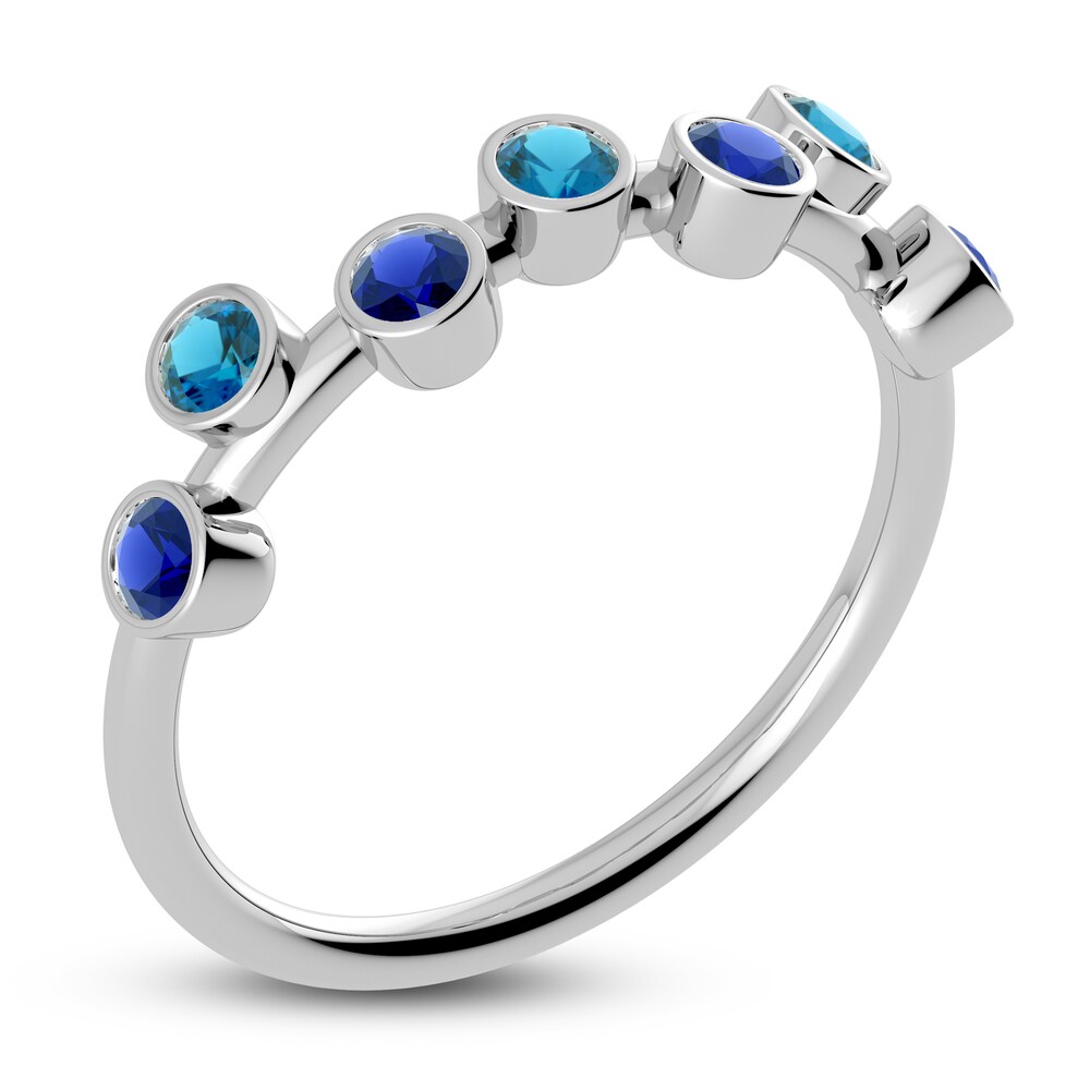 Juliette Maison Natural Blue Sapphire & Natural Blue Zircon Ring 10K White Gold iRaZIDad