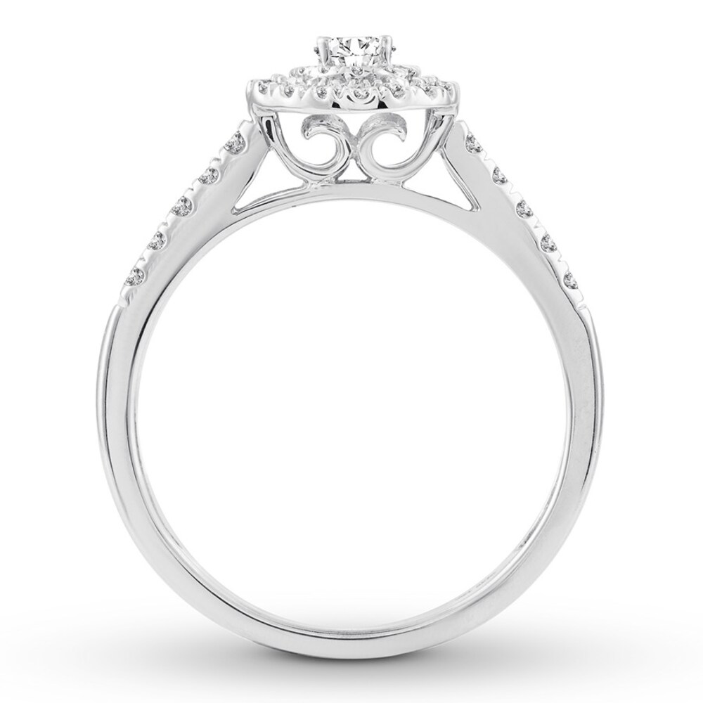 Diamond Promise Ring 1/2 carat tw Oval/Round 10K White Gold iTTpEOBM