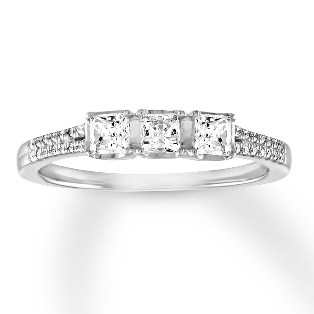 Diamond Ring 1/2 ct tw Princess-cut/Round 14K White Gold iqP3B0Vd
