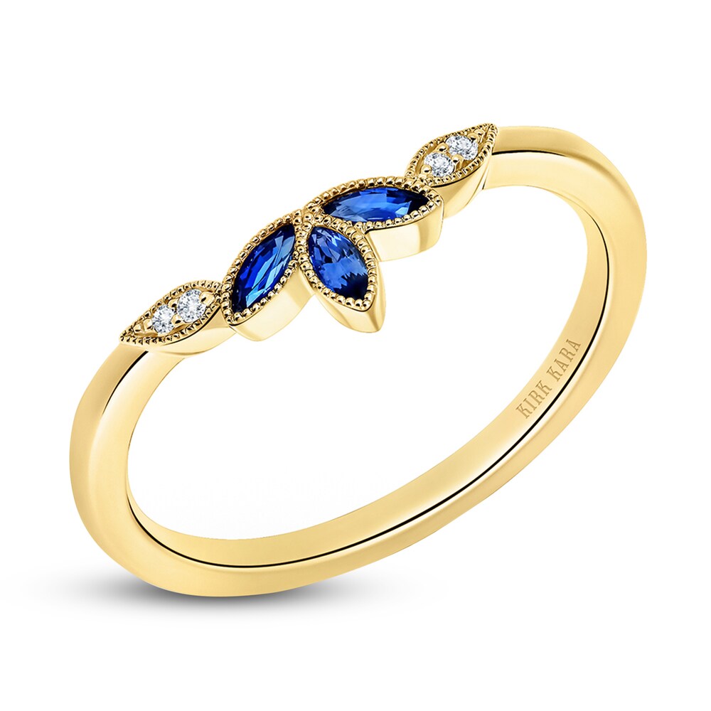 Kirk Kara Natural Blue Sapphire Anniversary Band Diamond Accents 14K Yellow Gold j2aB6j3U