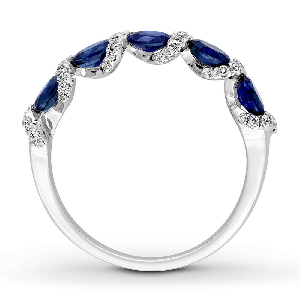 Natural Sapphire Ring 1/4 ct tw Diamonds 14K White Gold j4tKOZDO