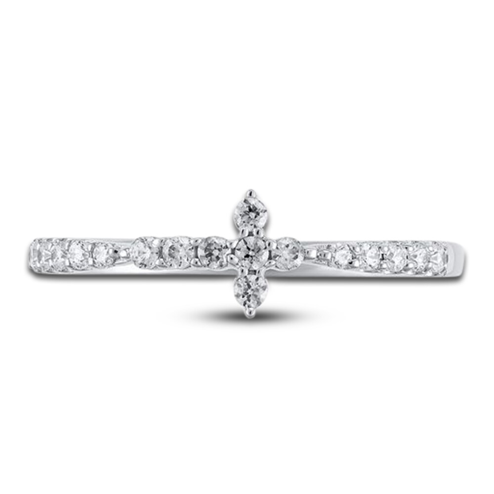 Diamond Cross Ring 1/5 ct tw Round 10K White Gold jCCDryFI