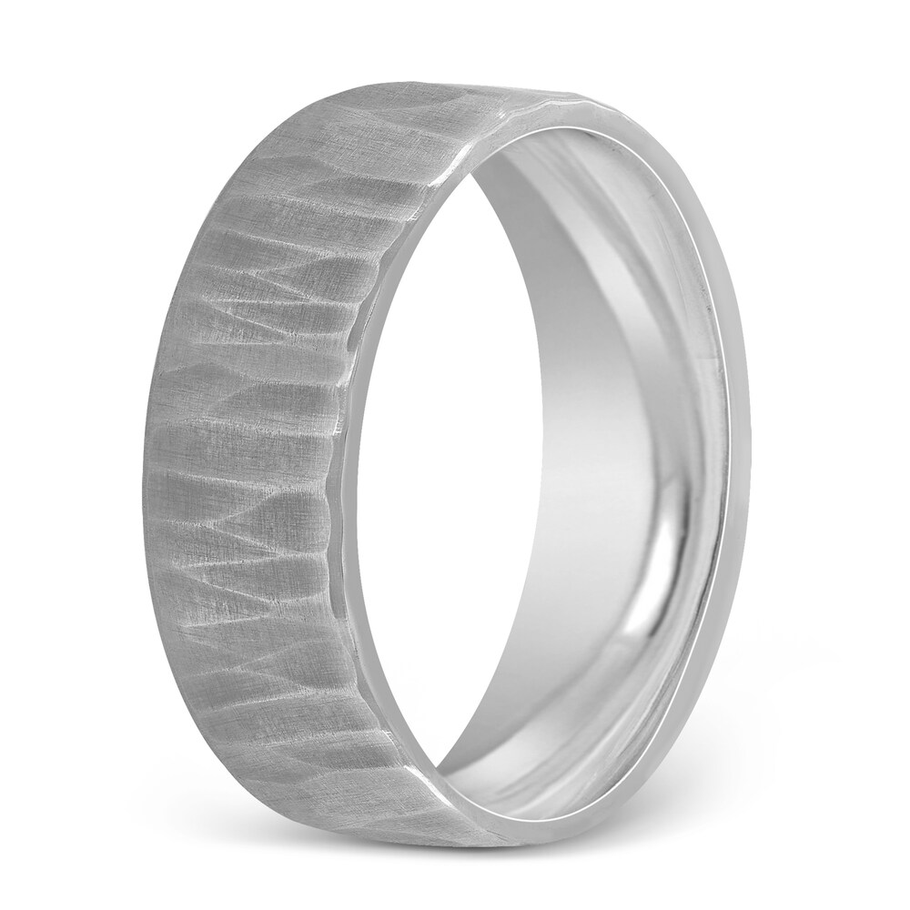 Men\'s Hammered Wedding Band 14K White Gold 6mm jGVAhuHz