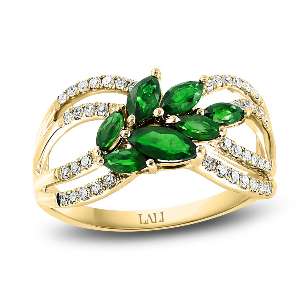 LALI Jewels Natural Emerald Ring 1/5 ct tw Round Diamonds 14K Yellow Gold jLNWCWdc [jLNWCWdc]