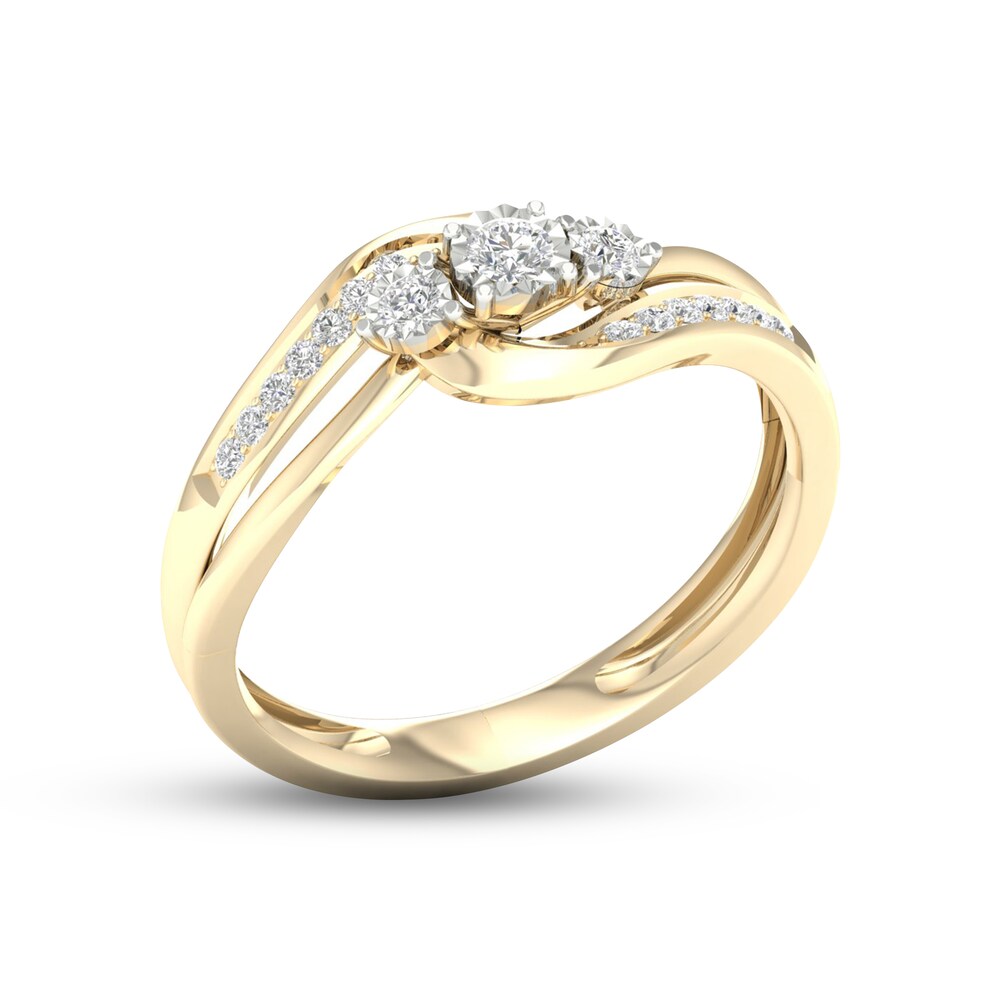 Diamond 3-Stone Ring 1/5 ct tw Round 10K Yellow Gold jTyzsOi8