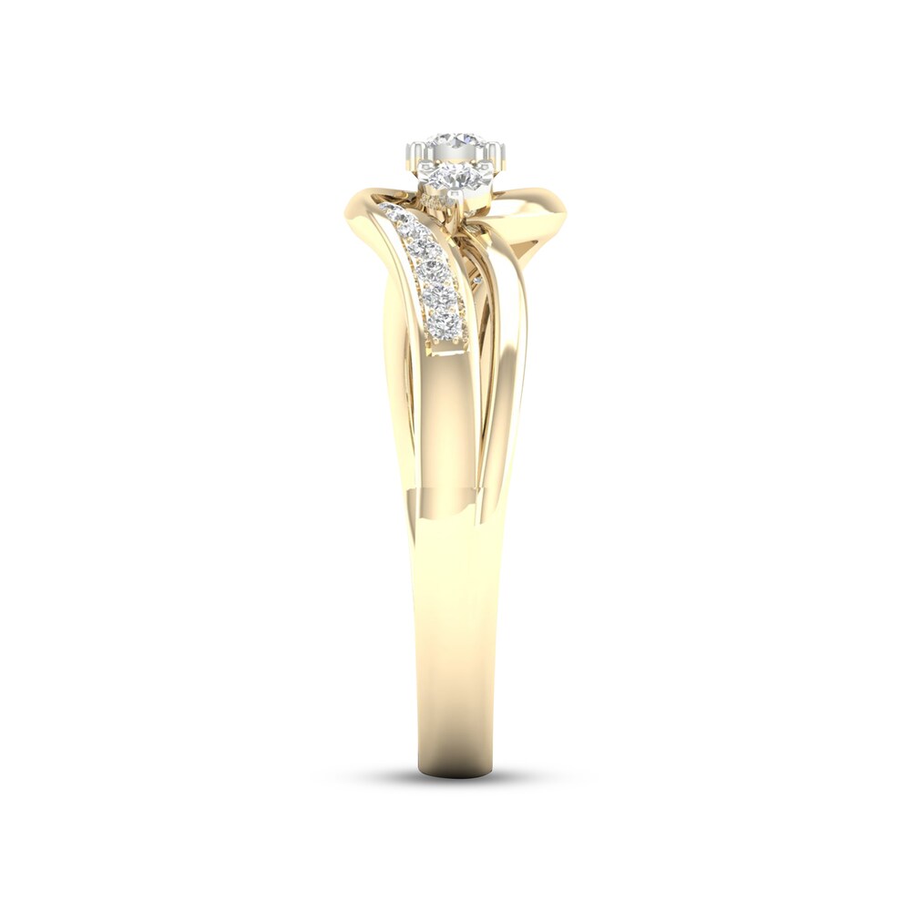 Diamond 3-Stone Ring 1/5 ct tw Round 10K Yellow Gold jTyzsOi8