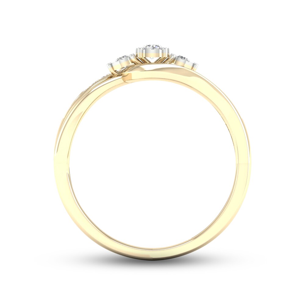 Diamond 3-Stone Ring 1/5 ct tw Round 10K Yellow Gold jTyzsOi8