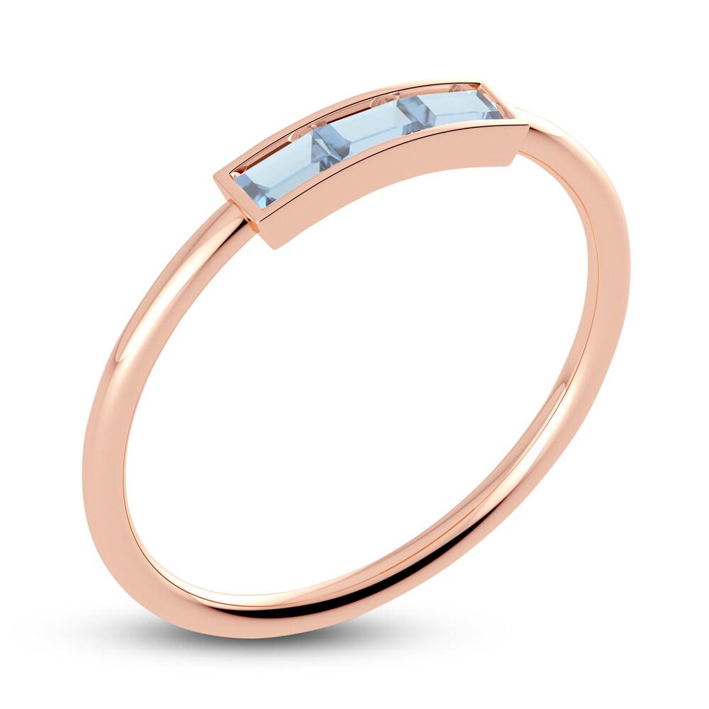 Juliette Maison Natural Aquamarine Baguette Bar Ring 10K Rose Gold jjTgSnxF