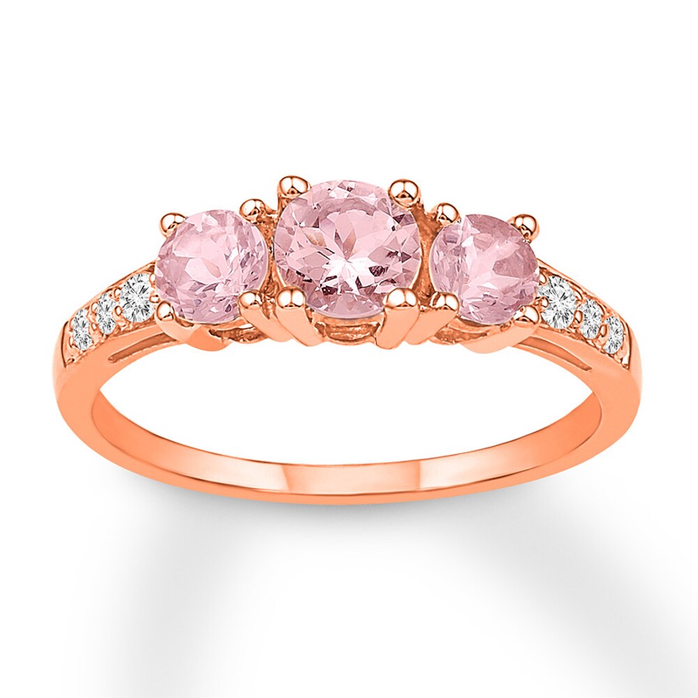 Morganite Ring 1/10 ct tw Diamonds 14K Rose Gold jtiQ34mL