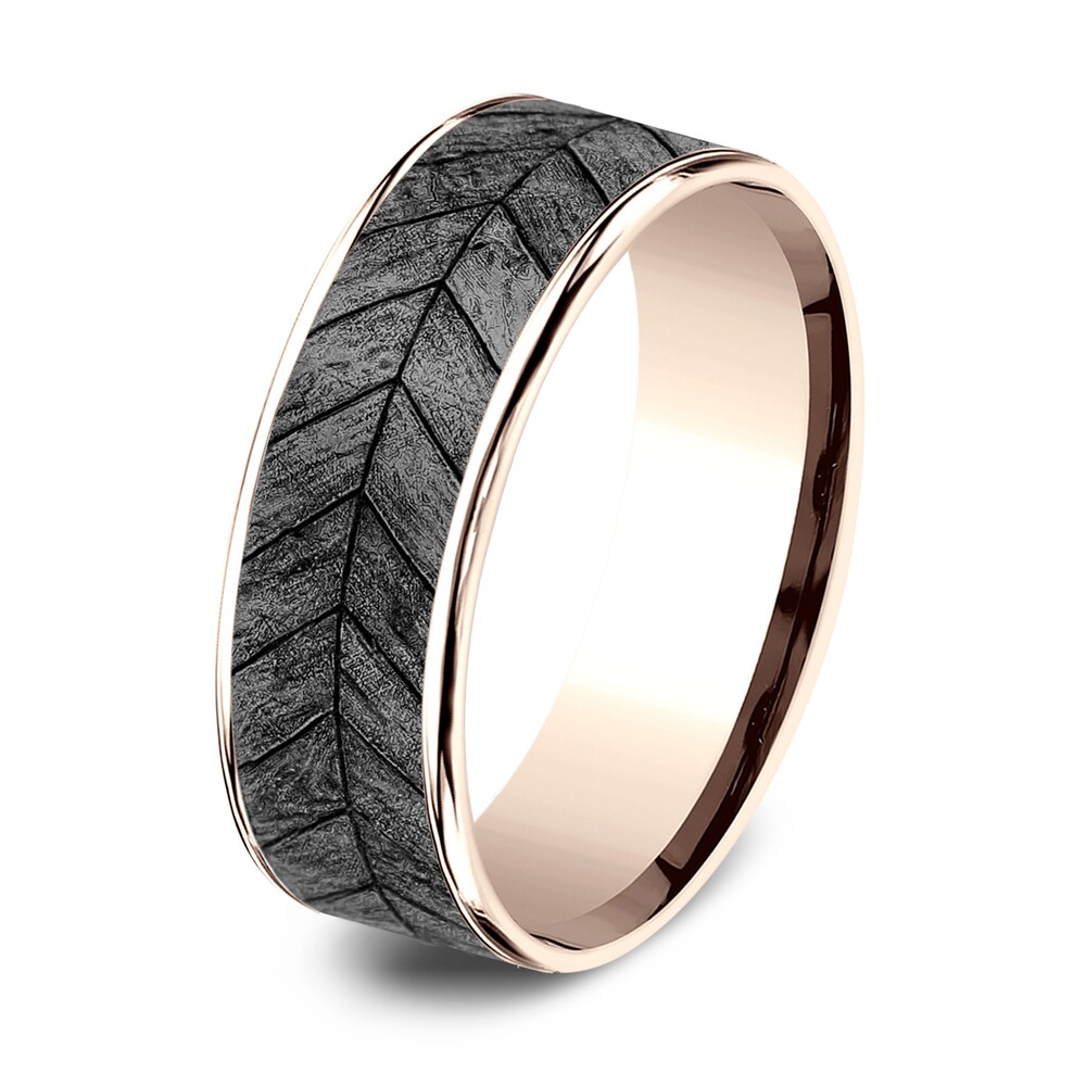 Chevron Wedding Band Tantalum/14K Rose Gold 7.5mm jukP0IxI