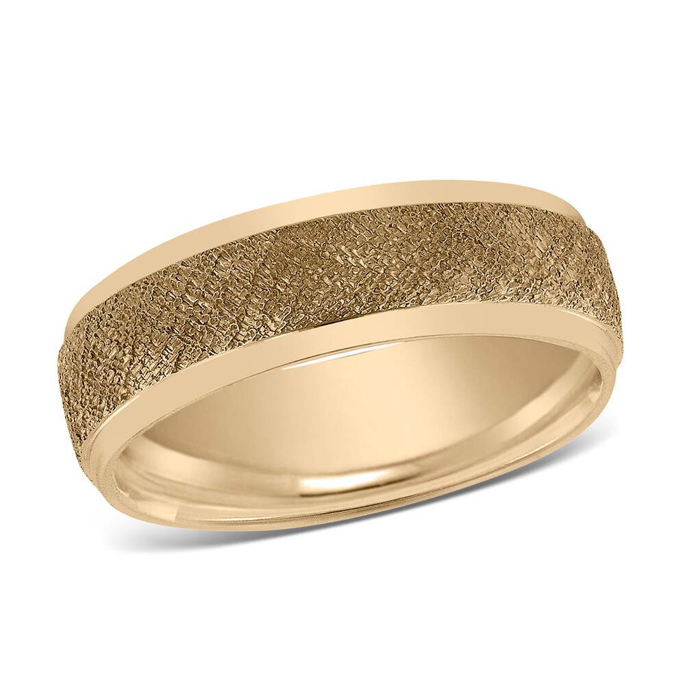 Men\'s Textured Wedding Band 14K Yellow Gold 7mm jx0ZqQEl