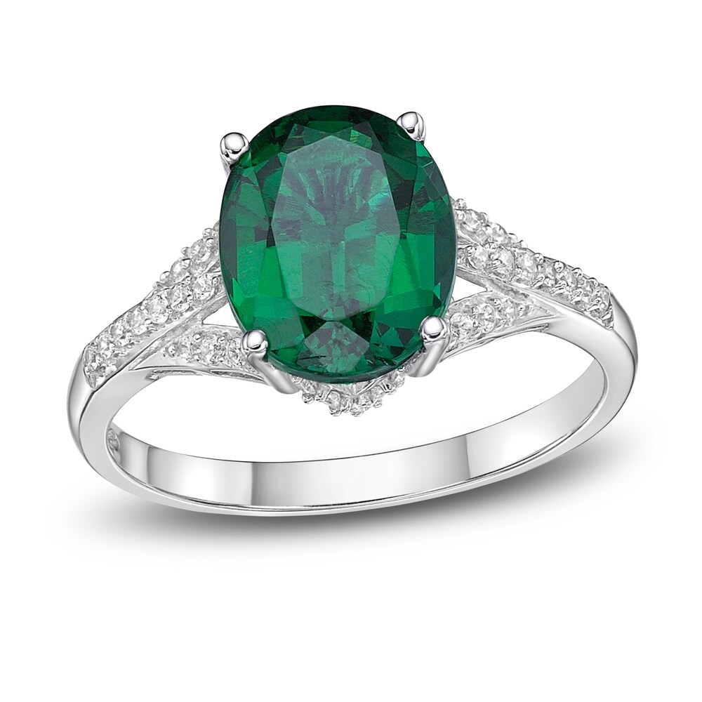 Lab-Created Emerald Ring 1/6 ct tw Round 10K White Gold k17JcYq6