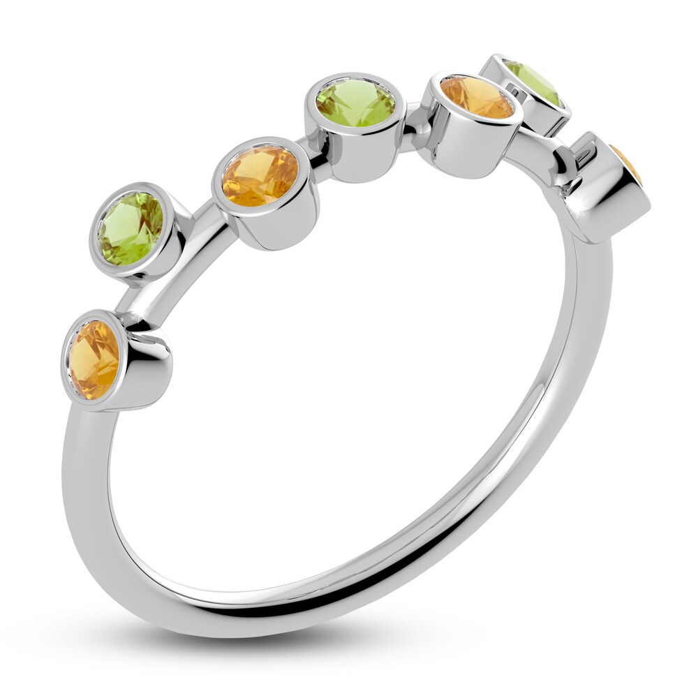 Juliette Maison Natural Peridot & Natural Citrine Ring 10K White Gold k1V4XdZT