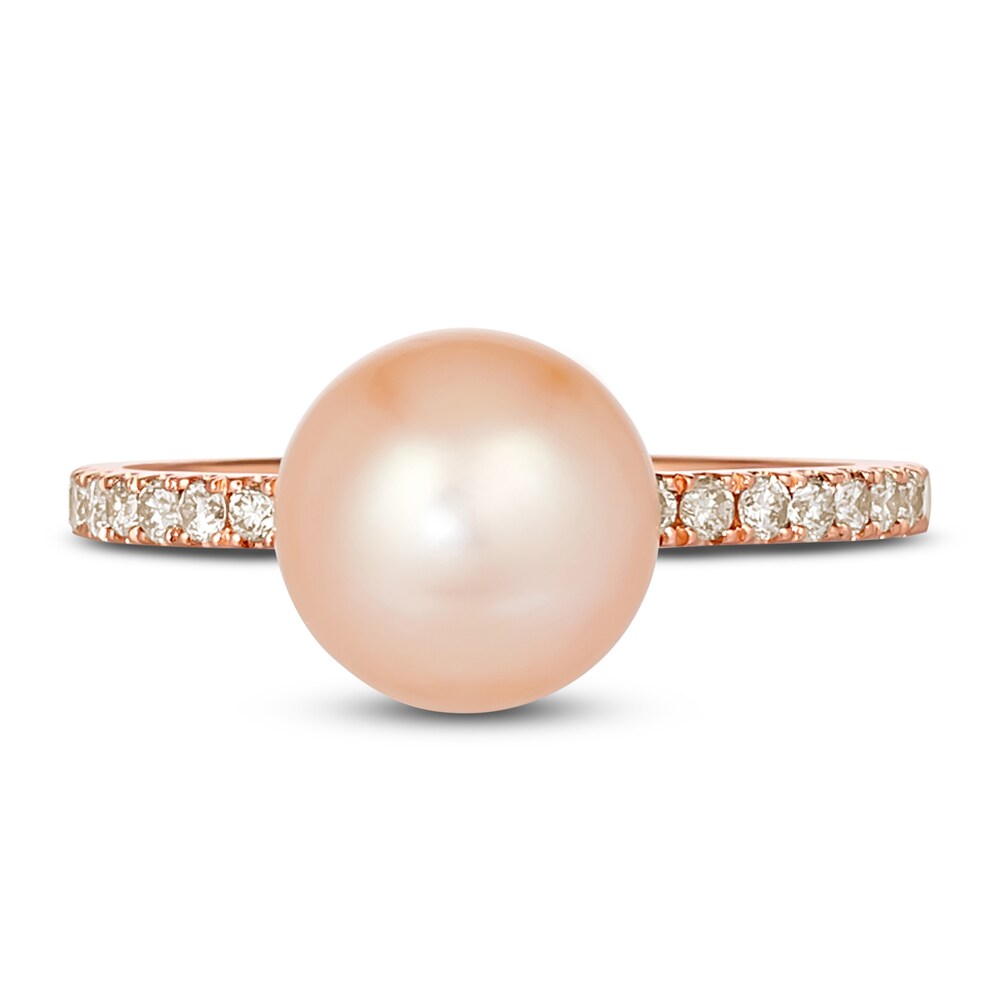 Le Vian Cultured Freshwater Pearl Ring 1/3 ct tw Diamonds 14K Strawberry Gold k48eJaJD