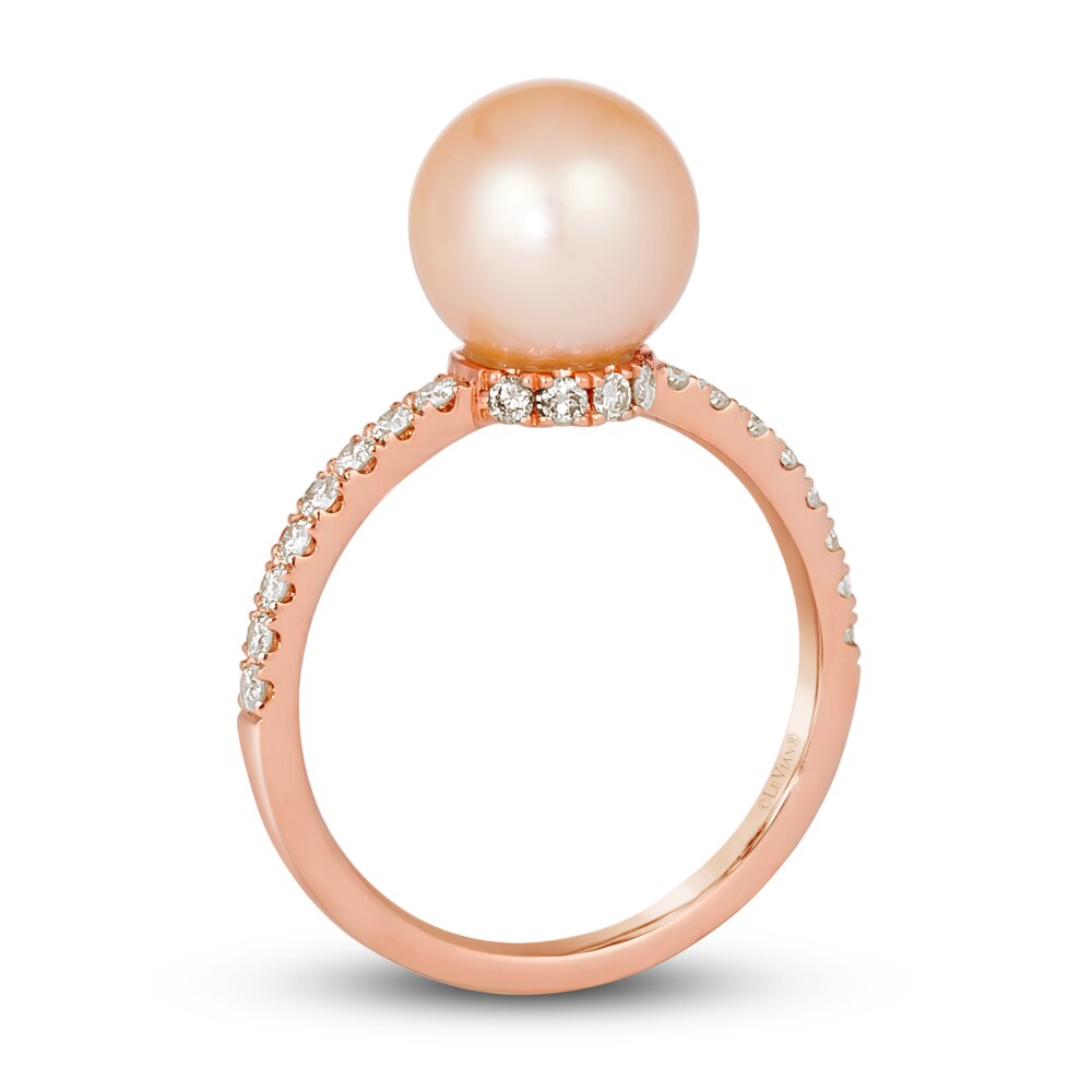 Le Vian Cultured Freshwater Pearl Ring 1/3 ct tw Diamonds 14K Strawberry Gold k48eJaJD