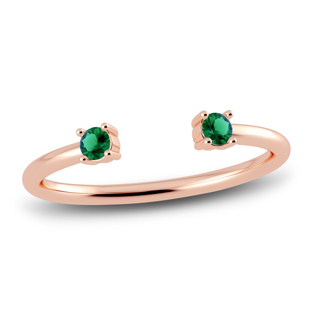 Juliette Maison Natural Emerald Cuff Ring 10K Rose Gold k5CtfMCZ [k5CtfMCZ]