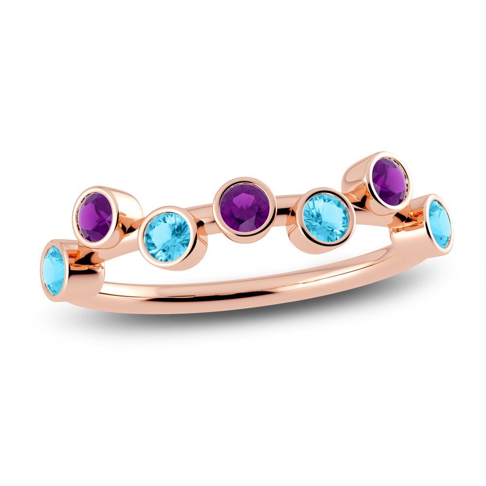 Juliette Maison Natural Amethyst & Natural Blue Zircon Ring 10K Rose Gold kDJ1XIn8