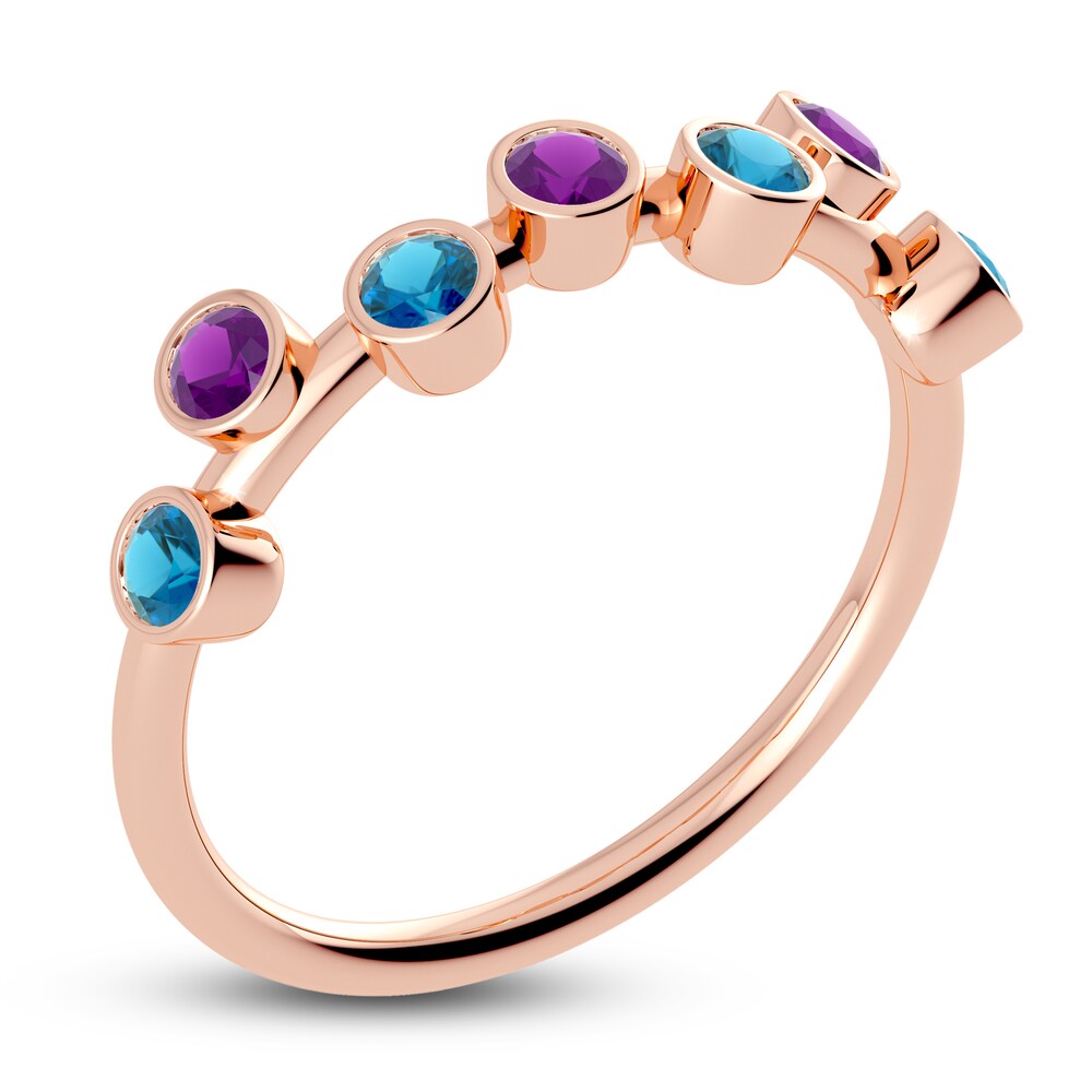 Juliette Maison Natural Amethyst & Natural Blue Zircon Ring 10K Rose Gold kDJ1XIn8