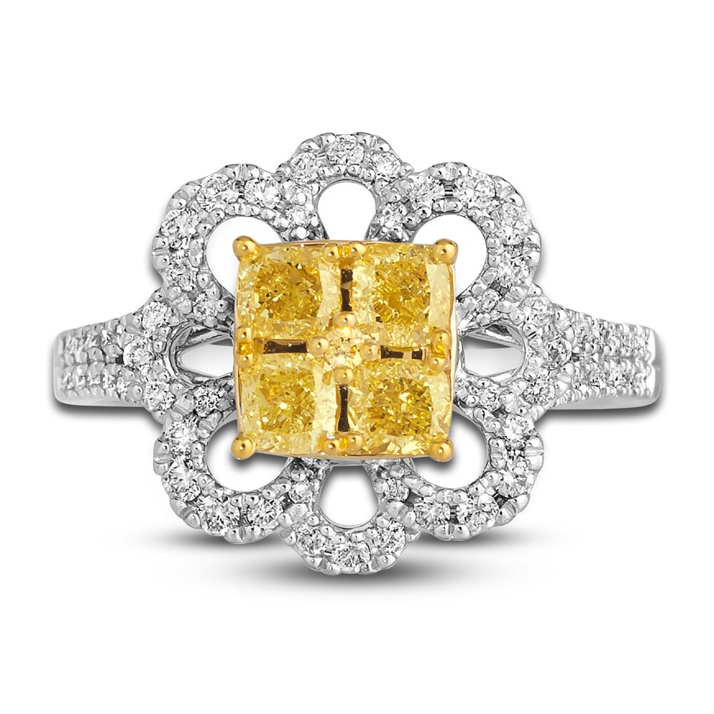 Le Vian Sunny Yellow Diamond Ring 1-3/4 ct tw Round 14K Two-Tone Gold kDVD8PWa