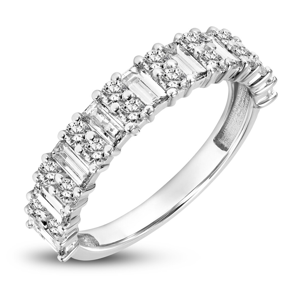 Diamond Anniversary Band 1 ct tw Baguette/Round 14K White Gold kEdoSWhe