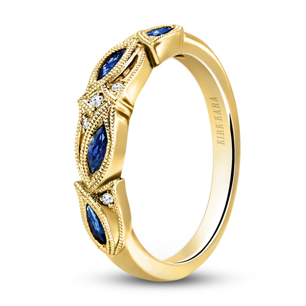 Kirk Kara Natural Blue Sapphire Anniversary Band Diamond Accents 14K Yellow Gold kGtKwDo8