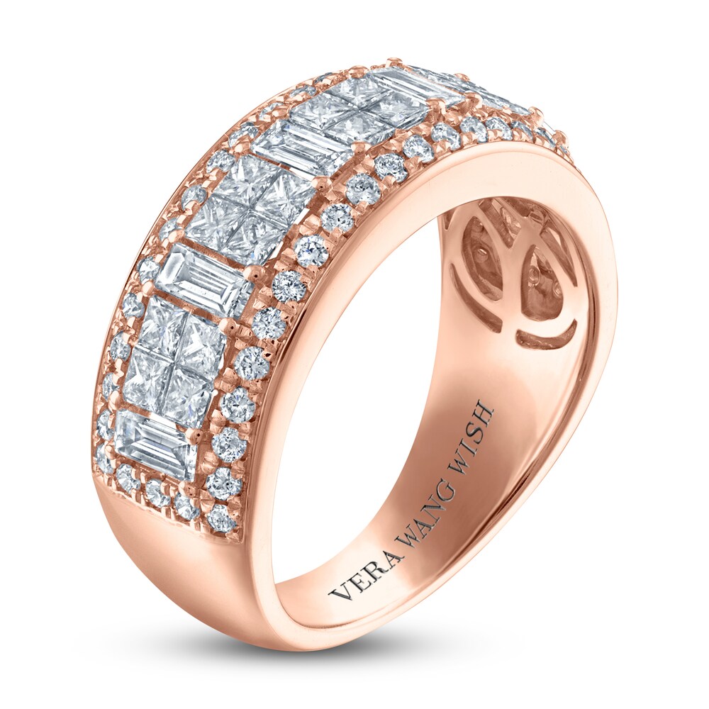 Vera Wang WISH Diamond Anniversary Band 1-1/2 ct tw Baguette/Princess/ Round 18K Rose Gold kKrAlc5g