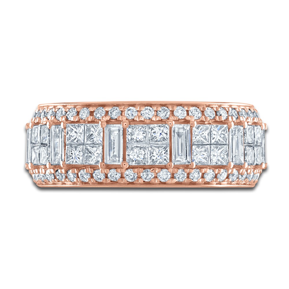 Vera Wang WISH Diamond Anniversary Band 1-1/2 ct tw Baguette/Princess/ Round 18K Rose Gold kKrAlc5g