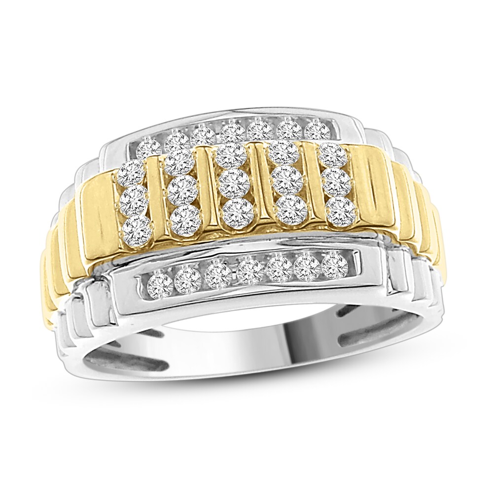 Diamond Wedding Band 1/2 ct tw Round 10K Two-Tone Gold kTyCtZzc