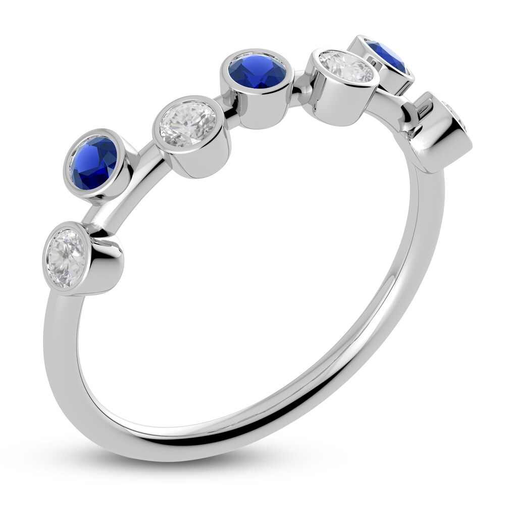 Juliette Maison Natural White Sapphire & Natural Blue Sapphire Ring 10K White Gold kVEMFwsA