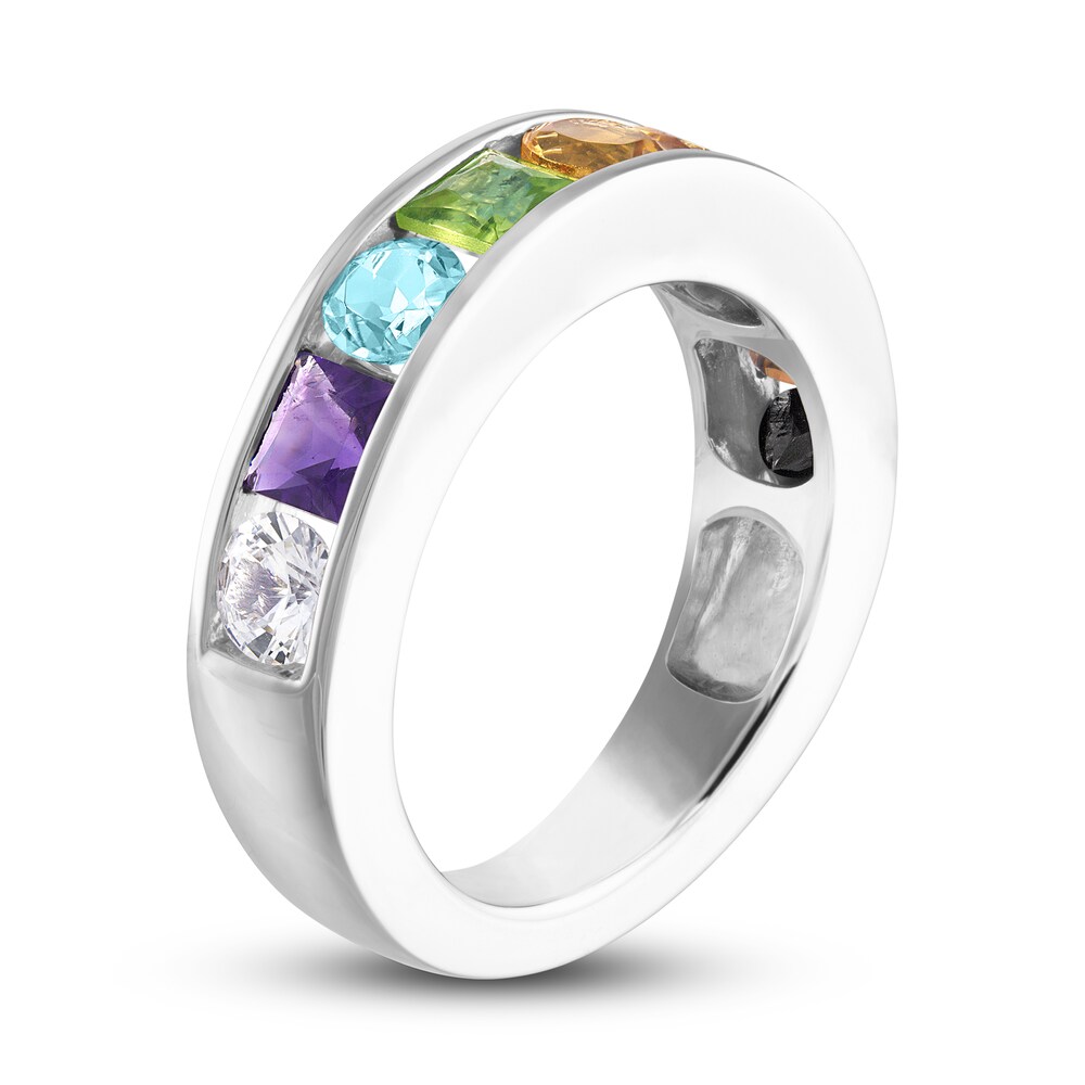 Love Proudly Ring Multi-Color Rainbow 14K White Gold 7MM kXFJxwue