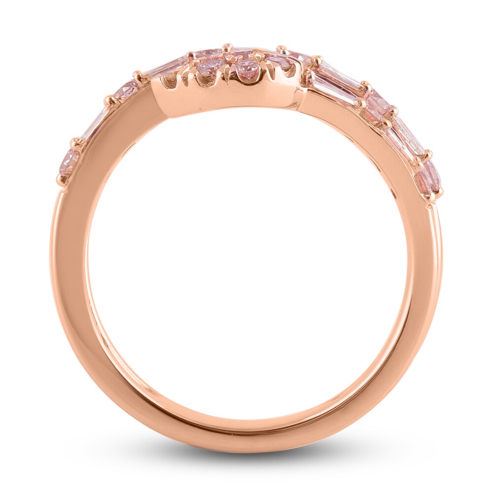 Pink & White Diamond Wrap Ring 1 ct tw Round/Baguette 14K Rose Gold kdrbJI00