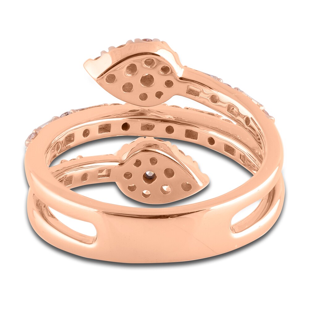 Pink & White Diamond Wrap Ring 1 ct tw Round/Baguette 14K Rose Gold kdrbJI00