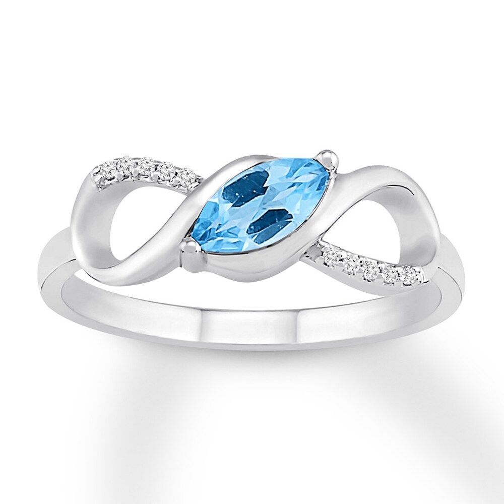 Blue Topaz & Diamond Infinity Ring Sterling Silver keIl5pQX [keIl5pQX]