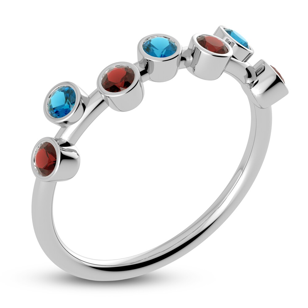 Juliette Maison Natural Blue Zircon & Natural Garnet Ring 10K White Gold kmZIZFfH