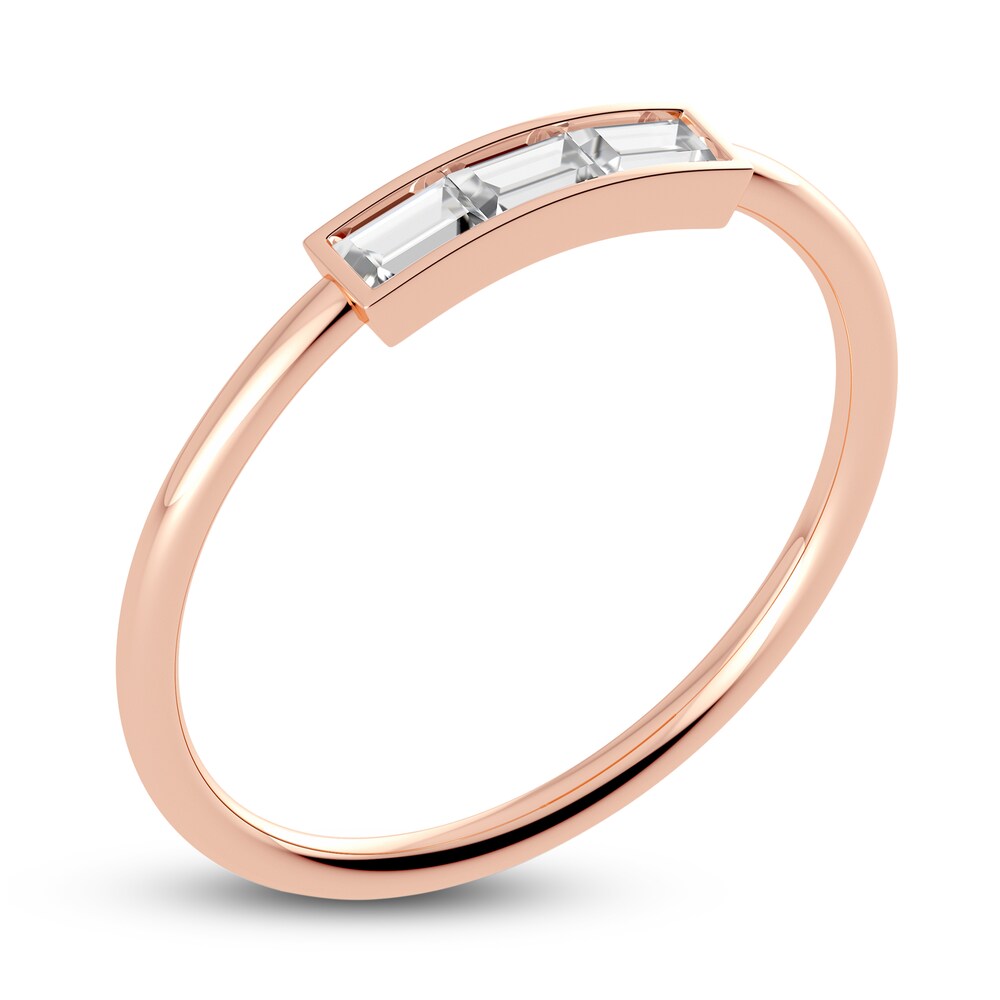 Juliette Maison Natural White Sapphire Baguette Bar Ring 10K Rose Gold kmpKfpey