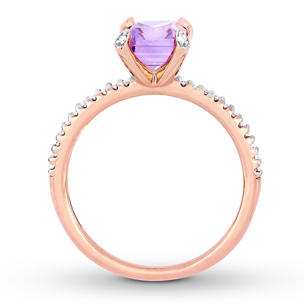 Rose Quartz Ring 1/10 carat tw Diamonds 10K Rose Gold krSQ4ook