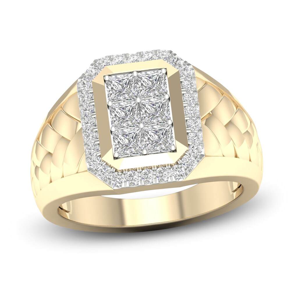 Men's Diamond Ring 1 ct tw Princess/Round 10K Yellow Gold kxCqJuHH